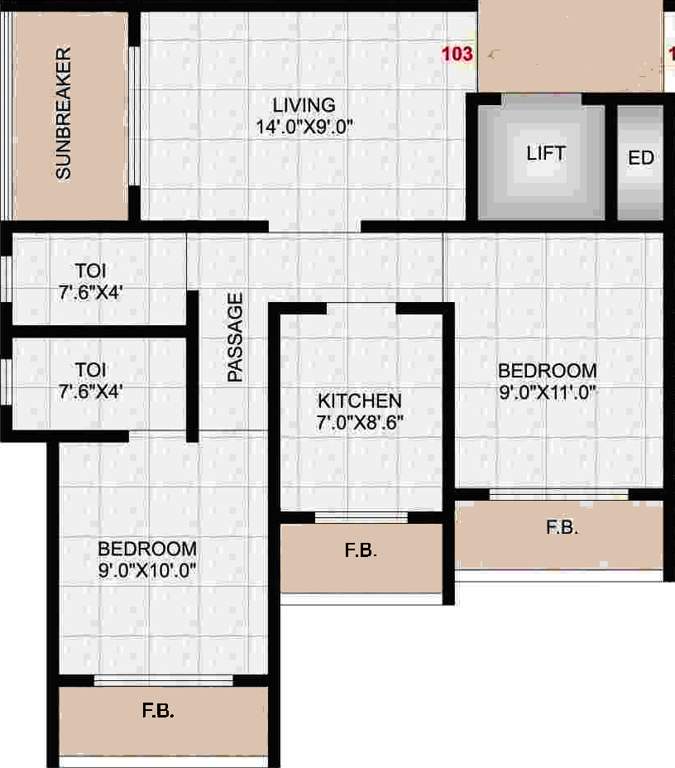 Precious Harmony (2BHK+2T (990 sq ft) 990 sq ft)