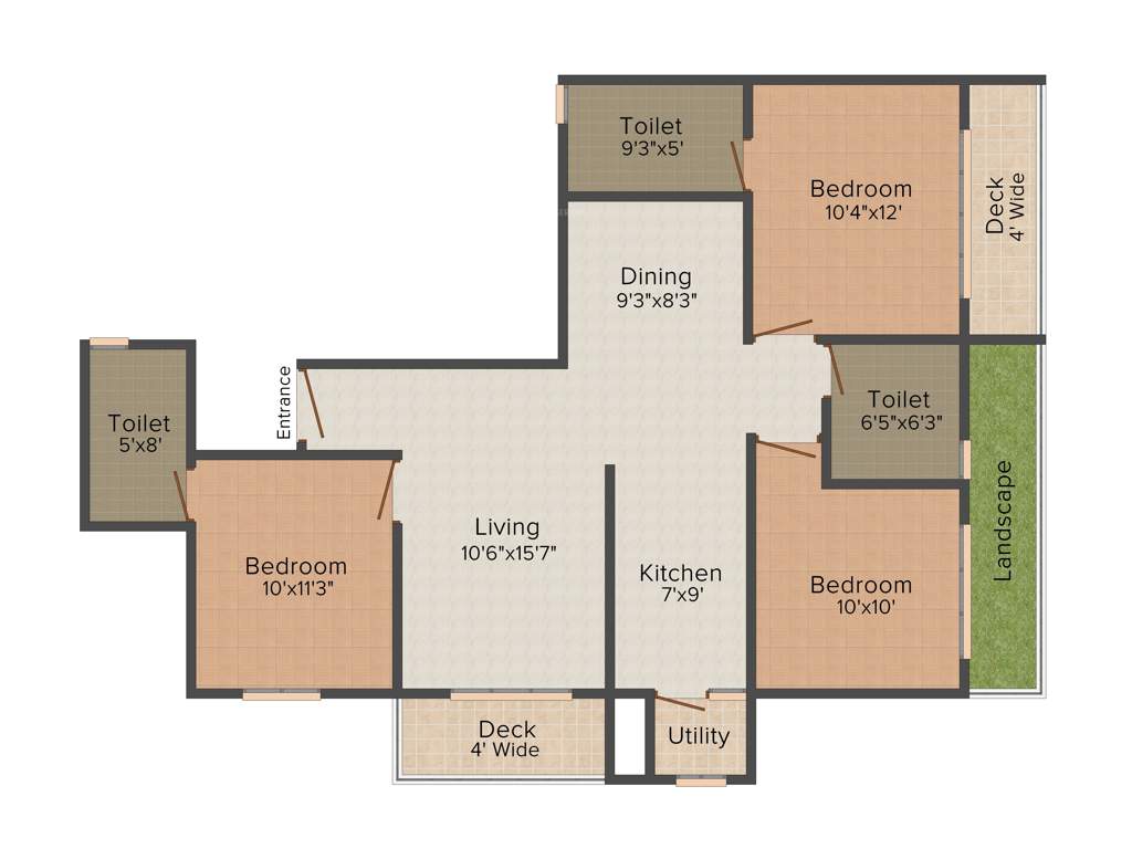 Zaffars Dewberries (3BHK+3T (1,472 sq ft) 1472 sq ft)