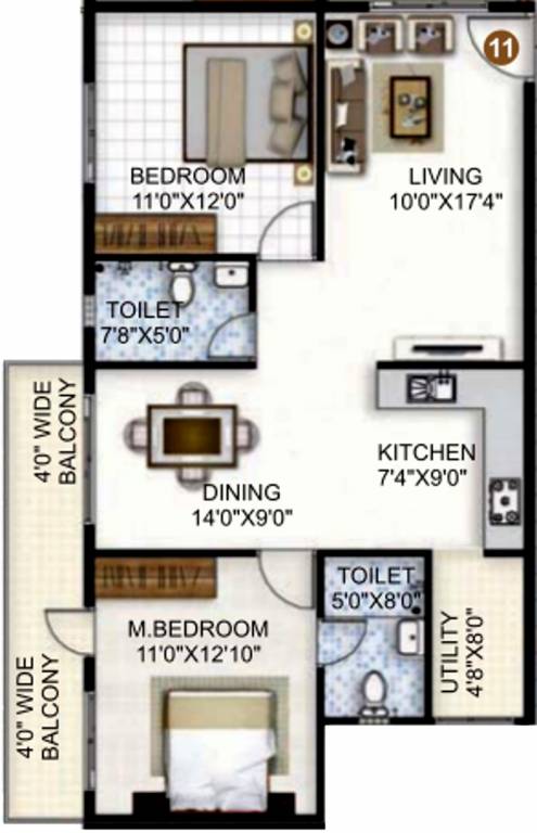SLS Silicon Valley (2BHK+2T (1,089 sq ft) 1089 sq ft)