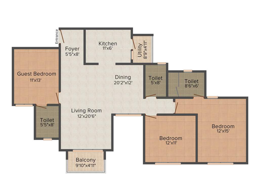 Purva 270 Degrees (3BHK+3T (1,788 sq ft) 1788 sq ft)