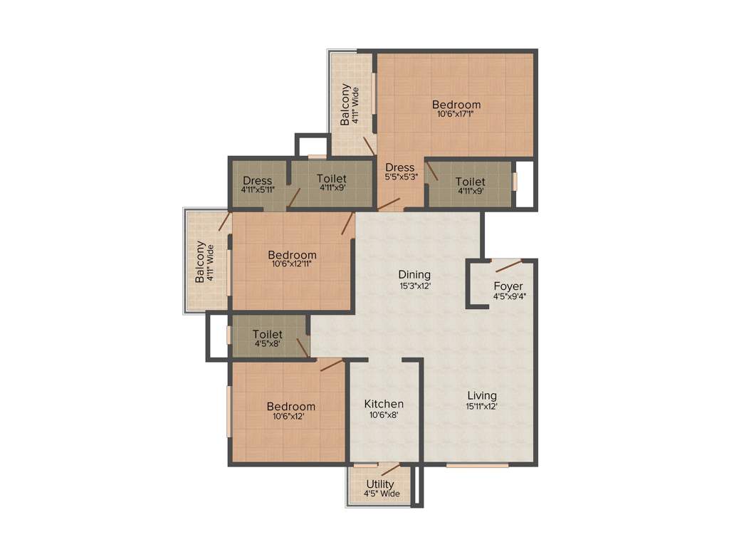 Definer Kingdom (3BHK+3T (1,674 sq ft) 1674 sq ft)
