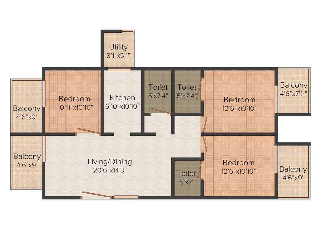 Ajmal Naunihal (3BHK+3T (1,555 sq ft) 1555 sq ft)