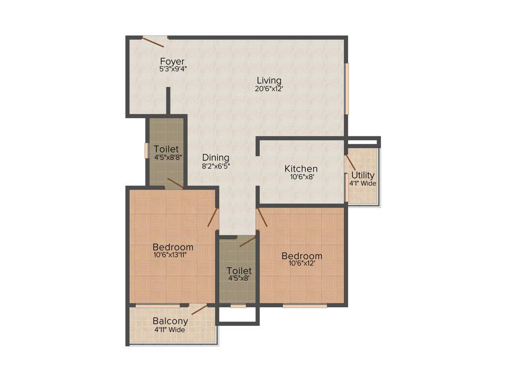 Definer Kingdom (2BHK+2T (1,177 sq ft) 1177 sq ft)