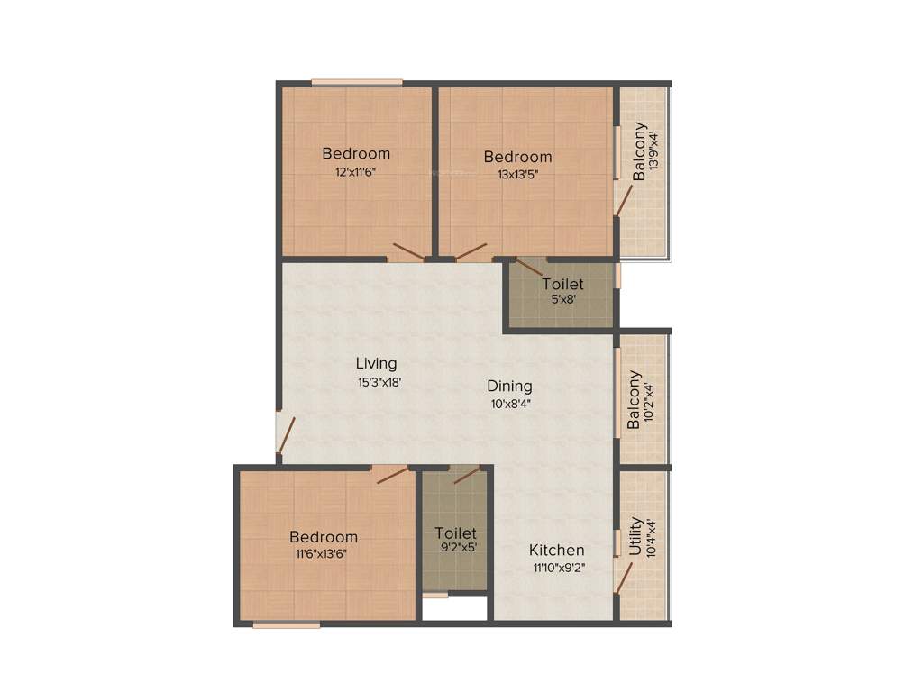 SLV Projects Pvt Ltd Balaji Sun Flower 3BHK+3T (1,532 sq ft)