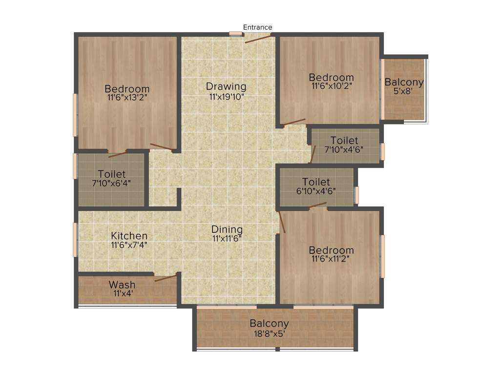 Hilife Magnifique (3BHK+3T (1,590 sq ft) 1590 sq ft)