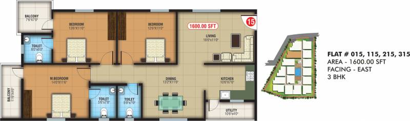 Abhee Prince (3BHK+3T (1,600 sq ft) 1600 sq ft)