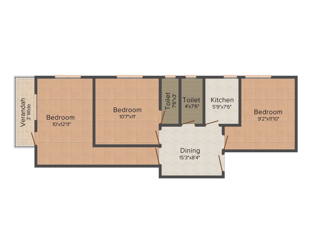 Parivar Rejoice (3BHK+2T (955 sq ft) 955 sq ft)