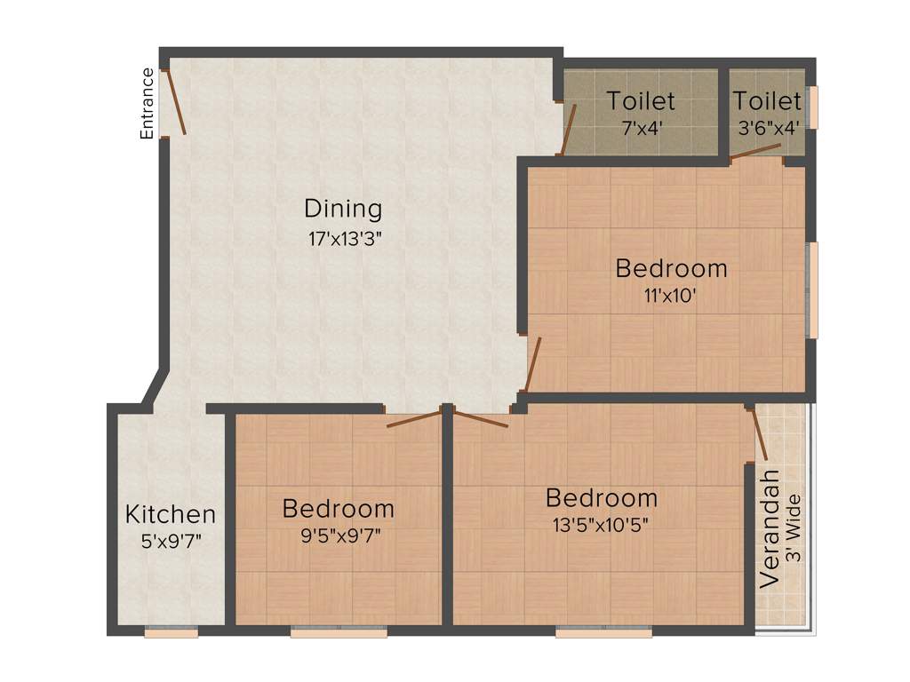 Parivar Rejoice (3BHK+2T (1,042 sq ft) 1042 sq ft)