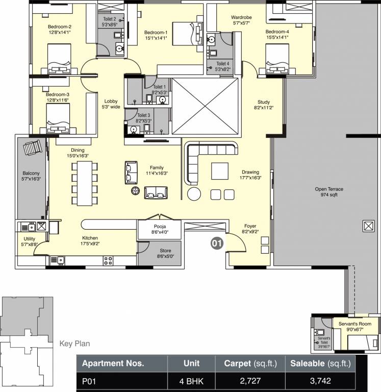 Kumar Kino Platinum (4BHK+4T (3,742 sq ft) + Servant Room 3742 sq ft)