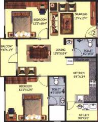 Floor Plan (2BHK+2T (1,102 sq ft) 1102 sq ft) Abhee Builders Vasudhaa Raja Gruha Floor Plan (2BHK+2T (1,102 sq ft) 1102 sq ft)