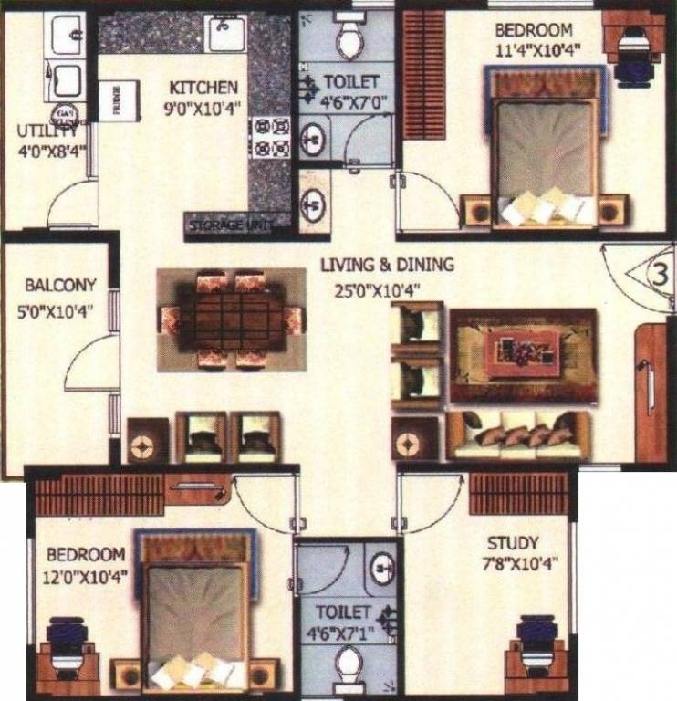 Floor Plan (2BHK+2T (1,162 sq ft) 1162 sq ft) Abhee Builders Vasudhaa Raja Gruha Floor Plan (2BHK+2T (1,162 sq ft) 1162 sq ft)