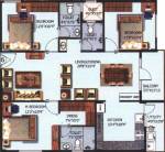 Abhee Builders Vasudhaa Raja Gruha Floor Plan (3BHK+3T (1,349 sq ft) 1349 sq ft)