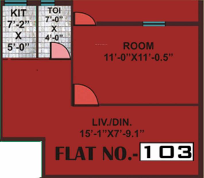 Parivar Enclave Renest Floor Plan (1BHK+1T (515 sq ft) 515 sq ft)