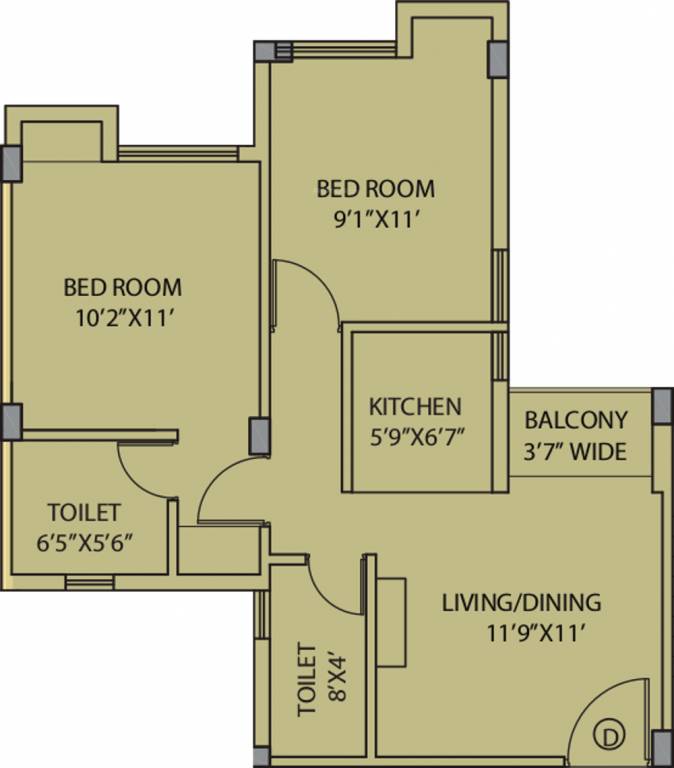 Riya Gitanjali (2BHK+2T (796 sq ft) 796 sq ft)