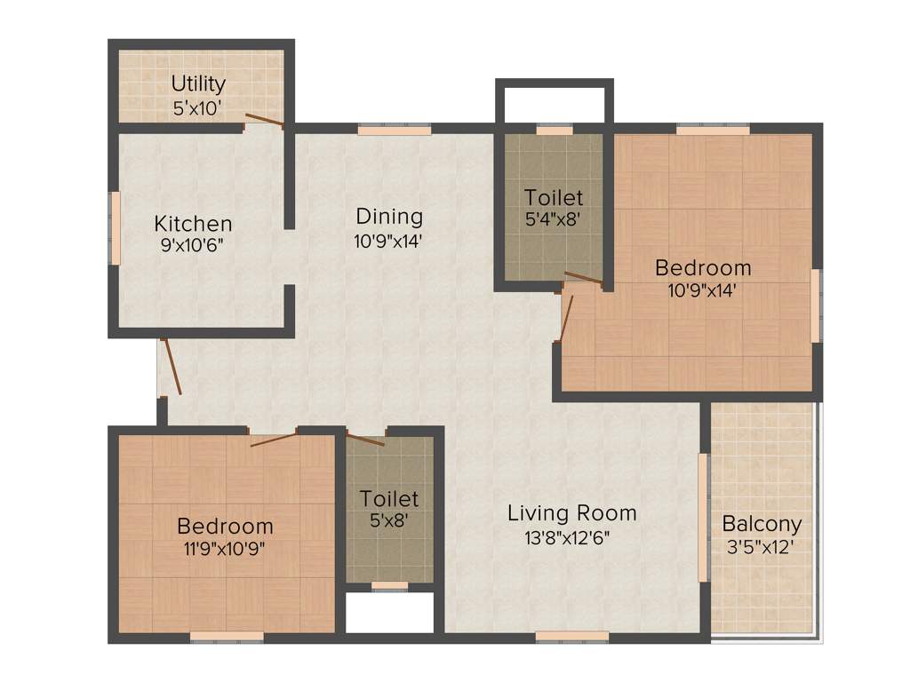 Mahendra Elena (2BHK+2T (1,365 sq ft) 1365 sq ft)