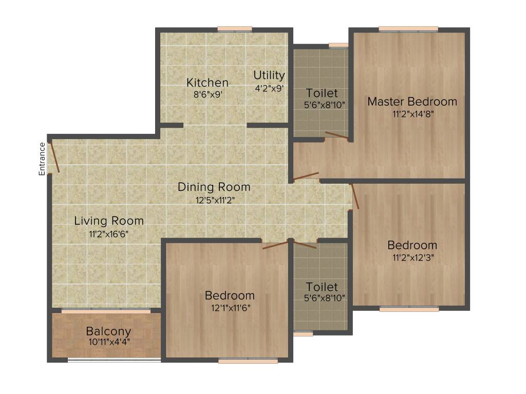 Salarpuria Sattva Divinity (3BHK+2T (1,533 sq ft) 1533 sq ft)