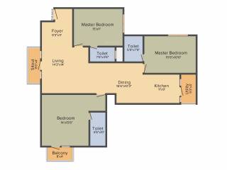 Honeycomb Silver Cloud (3BHK+3T (1,755 sq ft)   Pooja Room 1755 sq ft)