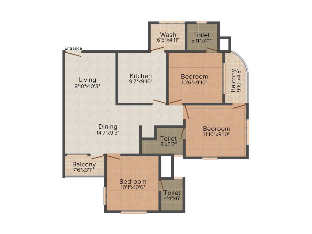 Coral Utopia (3BHK+3T (1,220 sq ft) 1220 sq ft)