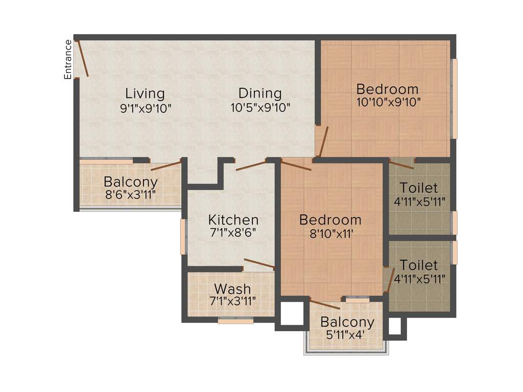 Coral Utopia (2BHK+2T (886 sq ft) 886 sq ft)