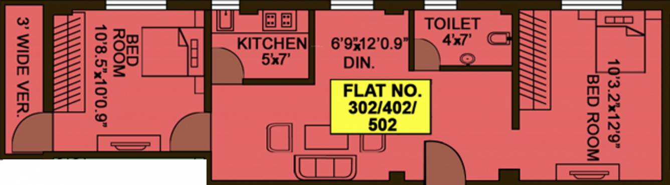 Floor Plan (2BHK+1T (745 sq ft) 745 sq ft) Parivar Enclave Reborn Floor Plan (2BHK+1T (745 sq ft) 745 sq ft)
