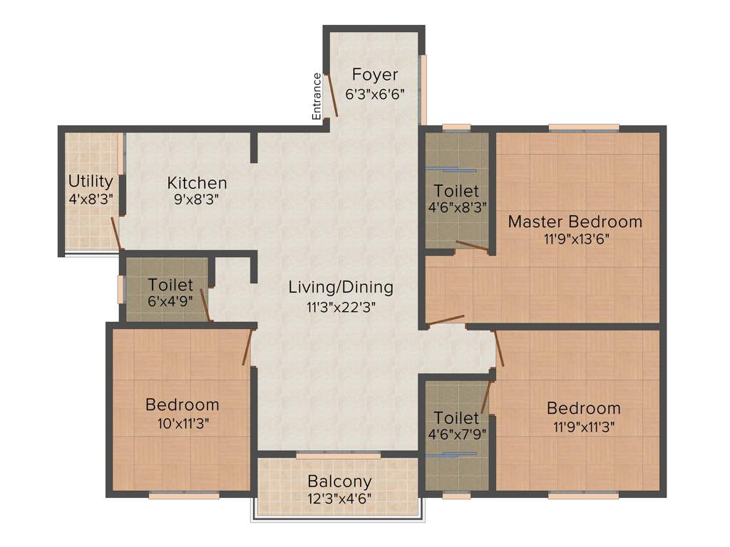Shabari SS South Crest (3BHK+3T (1,365 sq ft) 1365 sq ft)
