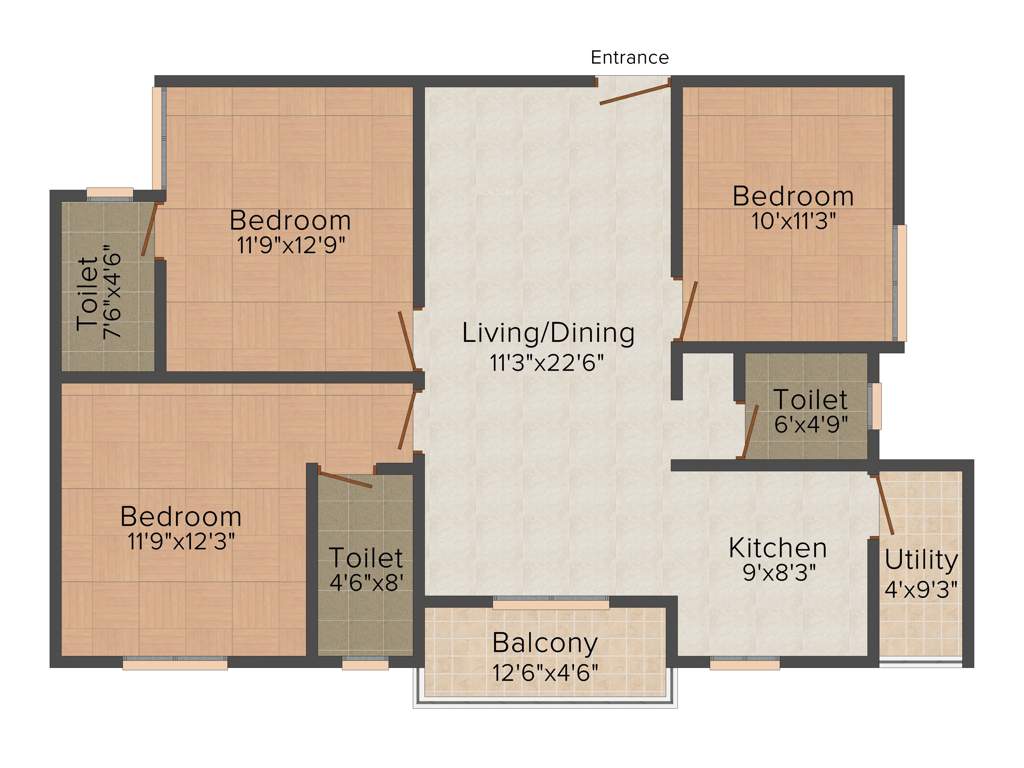 Shabari SS South Crest (3BHK+3T (1,279 sq ft) 1279 sq ft)
