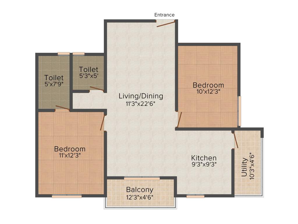 Shabari SS South Crest (2BHK+2T (1,030 sq ft) 1030 sq ft)