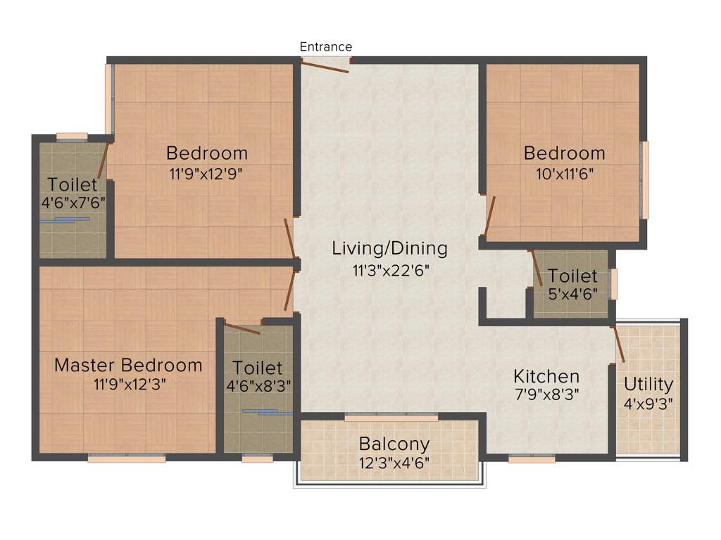 Shabari SS South Crest (3BHK+3T (1,260 sq ft) 1260 sq ft)