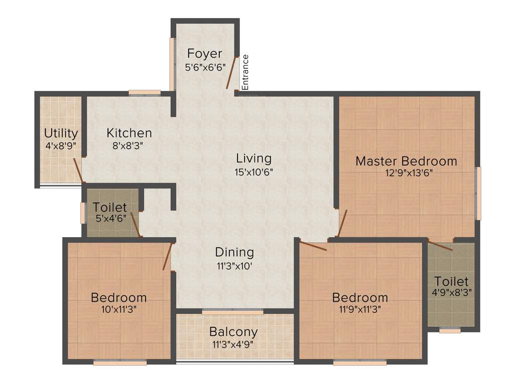 Shabari SS South Crest (3BHK+2T (1,295 sq ft) 1295 sq ft)