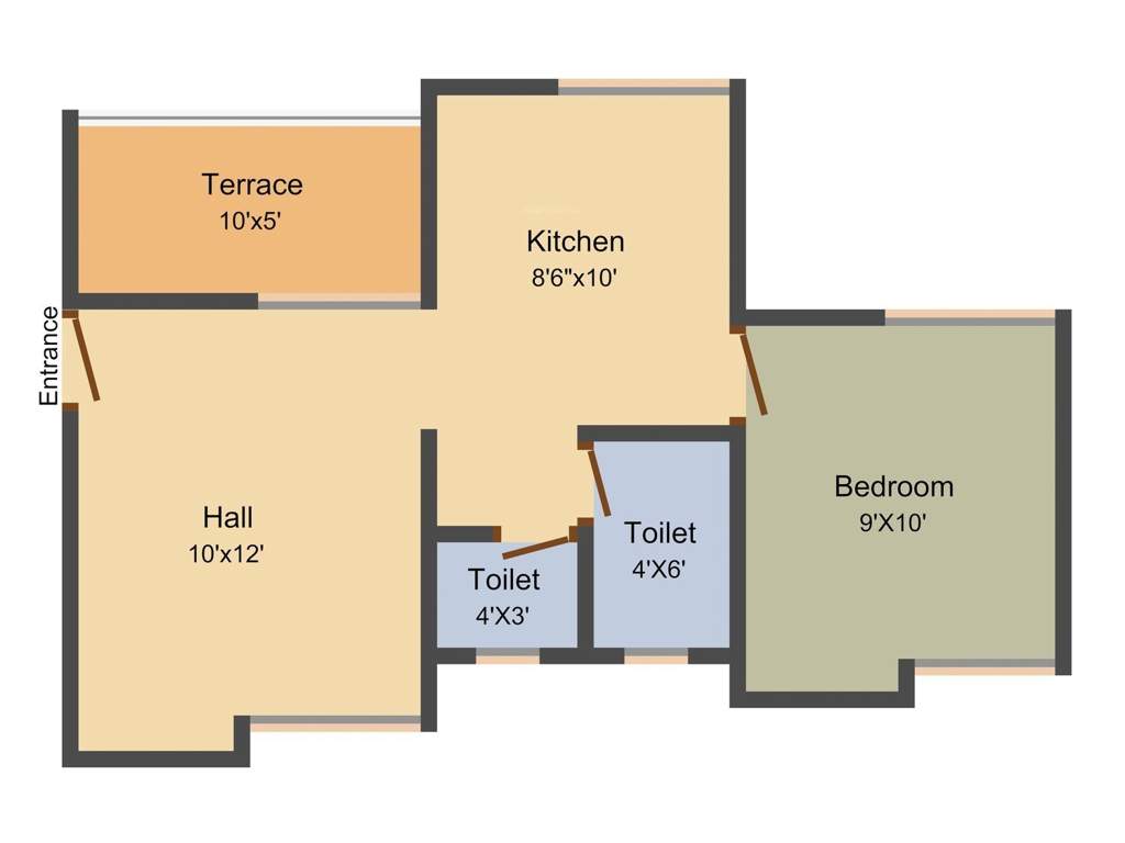 Sai Balaji Chetna Residency 1BHK+2T (536 sq ft)