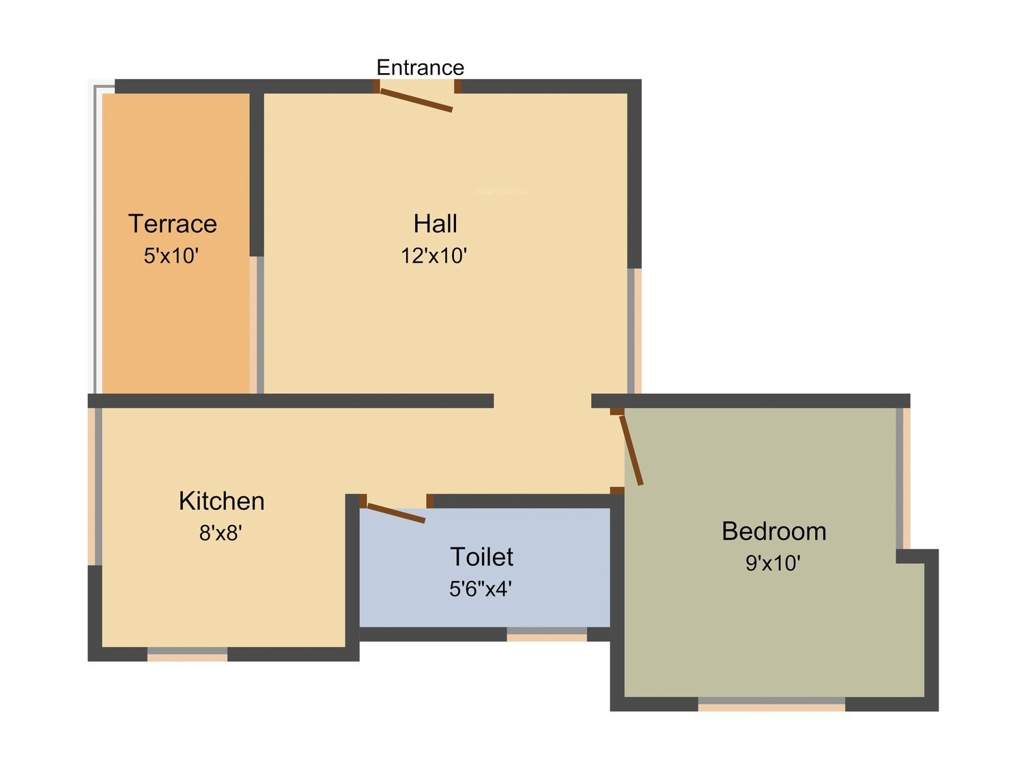 Sai Balaji Chetna Residency 1BHK+1T (517 sq ft)