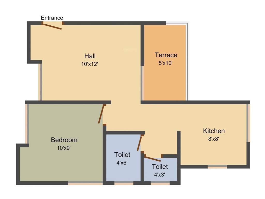 Sai Balaji Chetna Residency 1BHK+2T (550 sq ft)