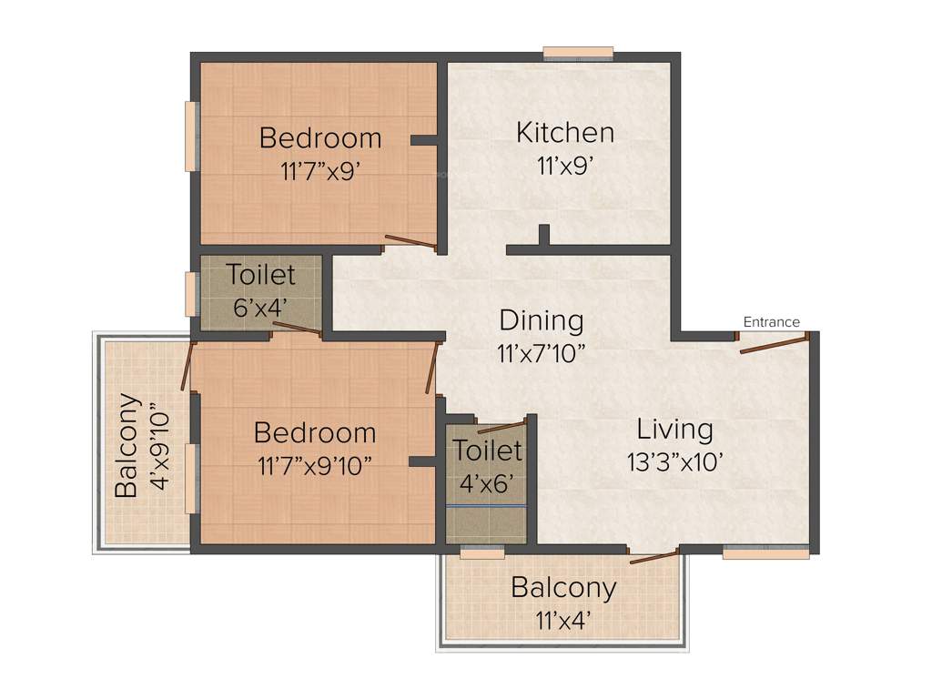 Ashirvaadh Crystal Park (2BHK+2T (980 sq ft) 980 sq ft)