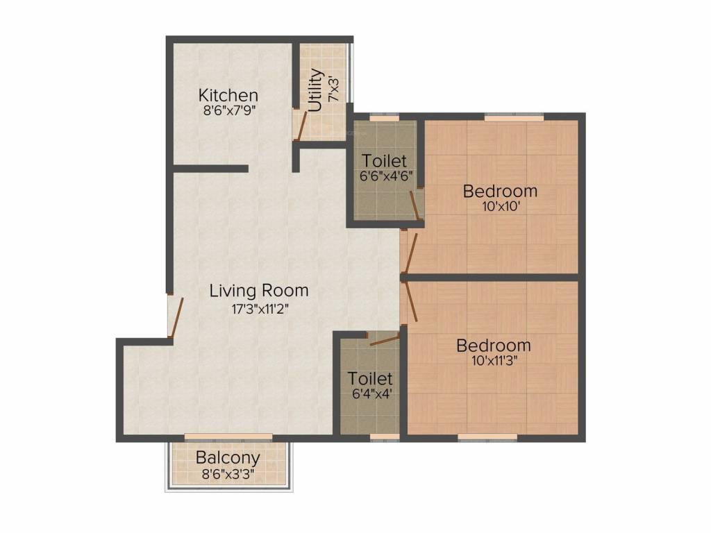 Raojee Palladium Homes (2BHK+2T (845 sq ft) 845 sq ft)