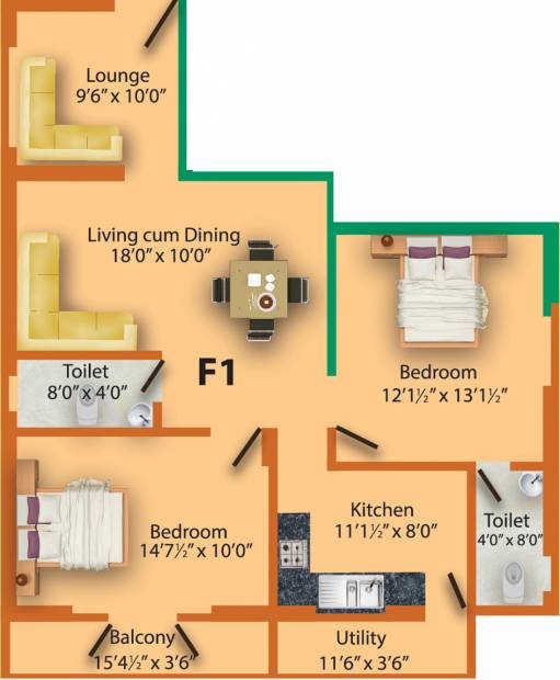 MS Charan MM Sastha Nivas (2BHK+2T (1,187 sq ft) 1187 sq ft)