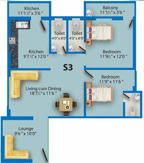 MS Charan MM Sastha Nivas (2BHK+2T (1,217 sq ft) 1217 sq ft)