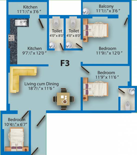 MS Charan MM Sastha Nivas (3BHK+3T (1,249 sq ft) 1249 sq ft)