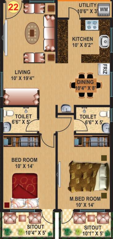 Srimitra Lifestyle (2BHK+2T (1,210 sq ft) 1210 sq ft)