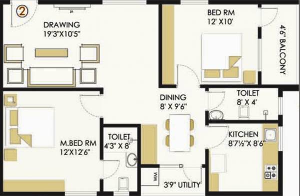 Myspace Akshaya (2BHK+2T (1,100 sq ft) 1100 sq ft)