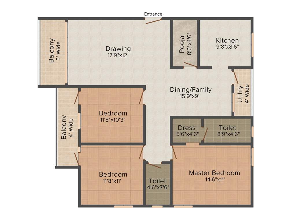 Myspace Akshaya (3BHK+2T (1,605 sq ft)   Pooja Room 1605 sq ft)