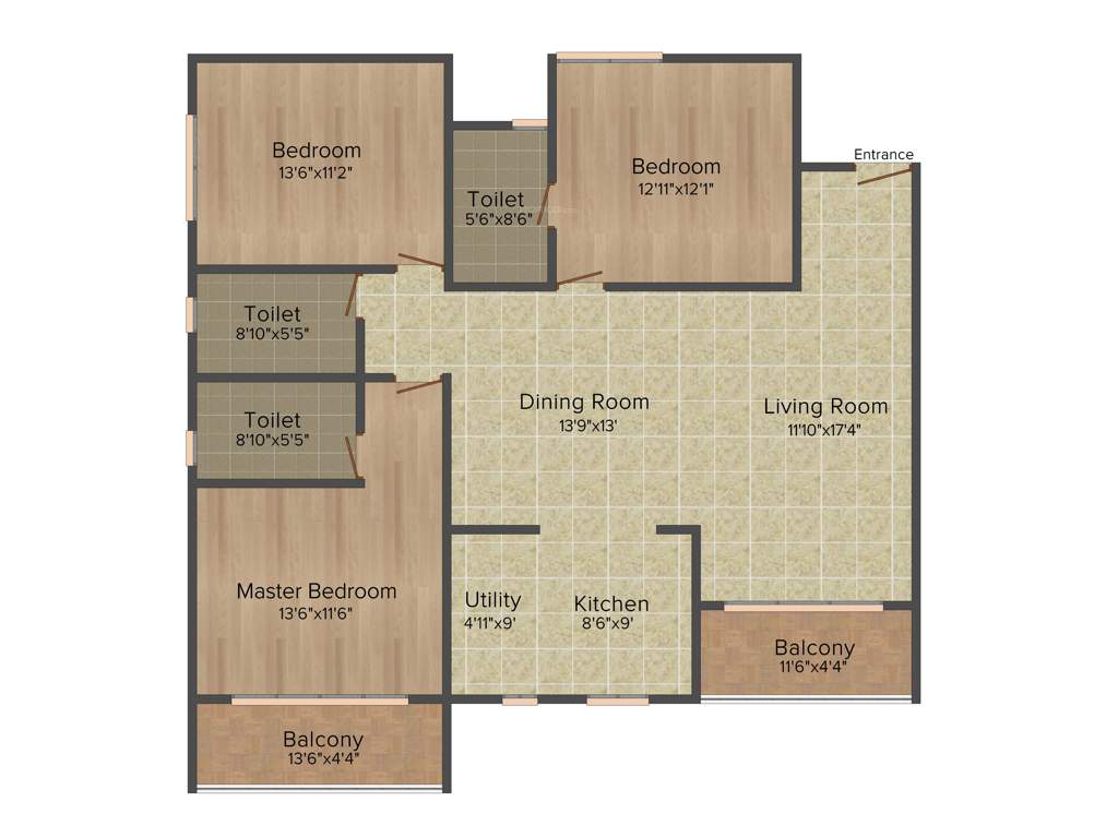 Salarpuria Sattva Divinity (3BHK+3T (1,864 sq ft) 1864 sq ft)