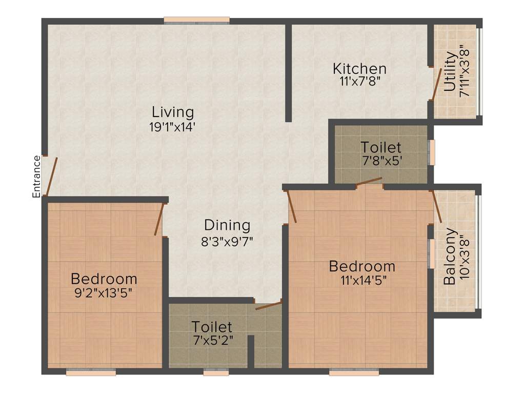 Sahasra Grand (2BHK+2T (1,195 sq ft) 1195 sq ft)