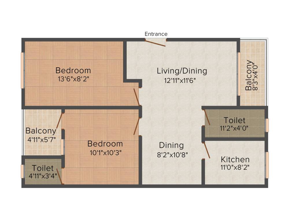 Attcon Malini Heights (2BHK+2T (1,046 sq ft) 1046 sq ft)