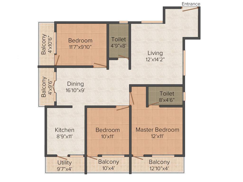 SV Pleasanta (3BHK+2T (1,465 sq ft) 1465 sq ft)