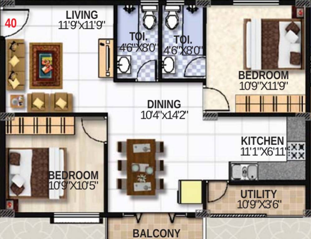 SLS Summer Fields (2BHK+2T (1,033 sq ft) 1033 sq ft) SLS Summer Fields (2BHK+2T (1,033 sq ft) 1033 sq ft)