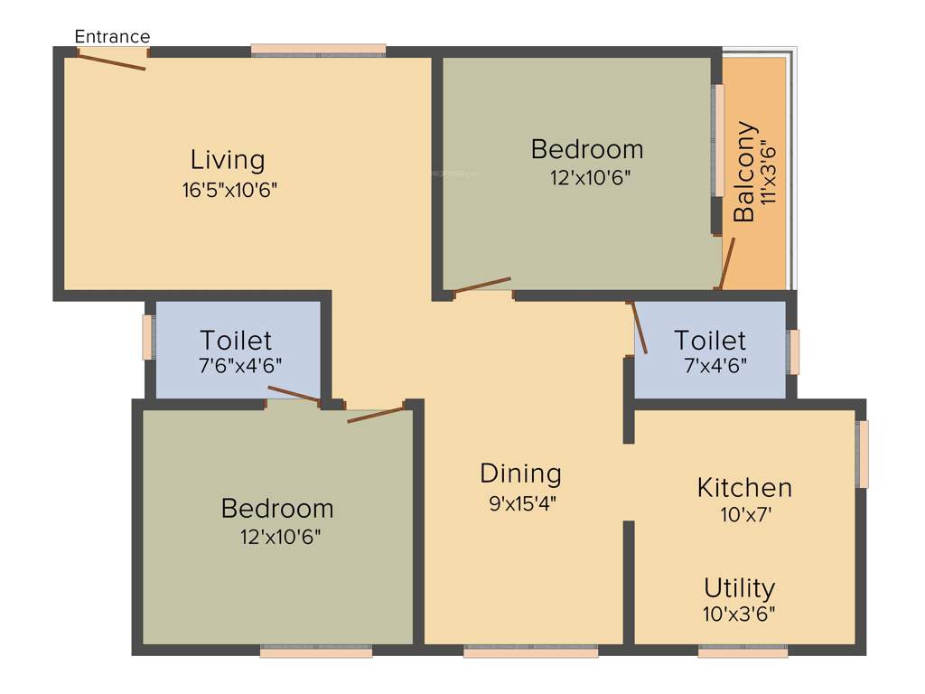 Star AR Orchid Spring (2BHK+2T (1,099 sq ft) 1099 sq ft)