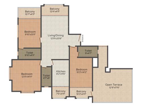 Risara Le Valencia (3BHK+3T (1,530 sq ft) 1530 sq ft)