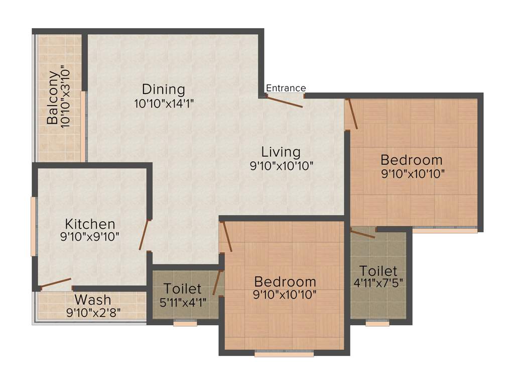 Coral Auriga (2BHK+2T (1,000 sq ft) 1000 sq ft)