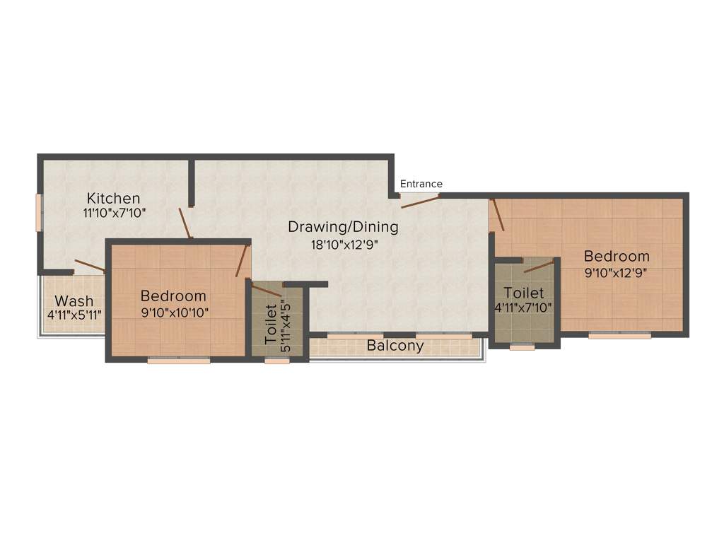 Coral Auriga (2BHK+2T (1,115 sq ft) 1115 sq ft)