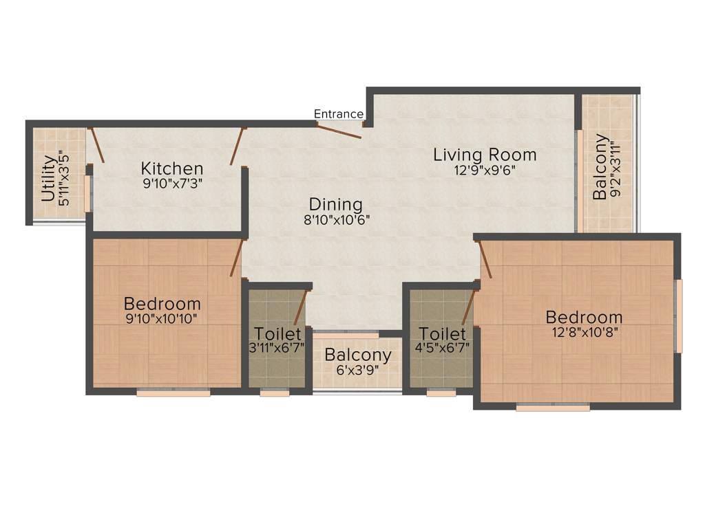 Coral Auriga (2BHK+2T (953 sq ft) 953 sq ft)